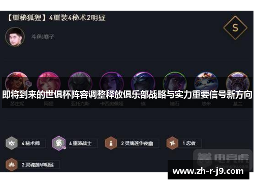 即将到来的世俱杯阵容调整释放俱乐部战略与实力重要信号新方向